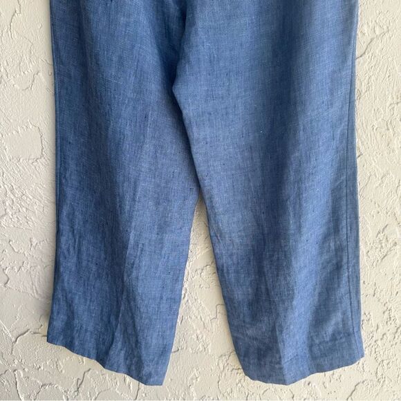 CHARTER CLUB Linen Pants Women 12 Pull On Wide Leg Stretch Waist Resort Beach - Picture 7 of 8